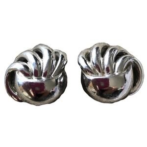 Ciner Vintage clip on earrings silver tone Swirl signed estate Designer jewelry